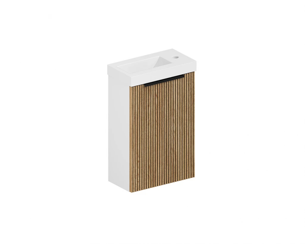 MONOVI SLIM. T434 EICHENHOLZ-FURNIER (FARBE 111) / MELAMINBESCHICHTETE SPANPLATTE PREMIUM WEIß